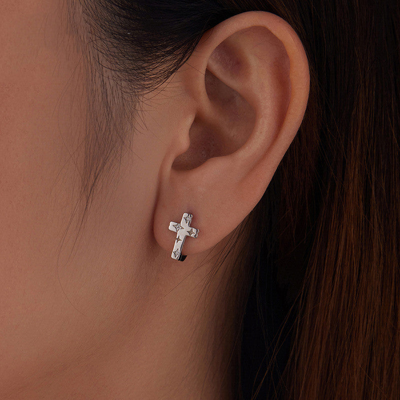 Pendientes de Cruz en Plata de Ley 925 para Mujer