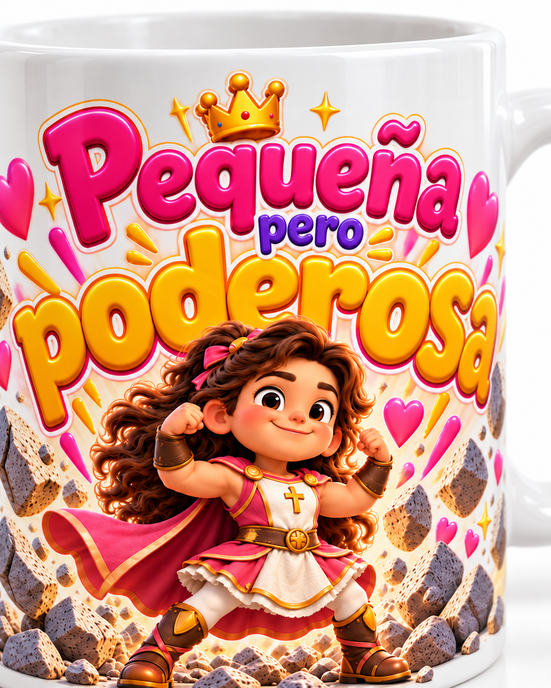 Taza Cristiana''Pequeña pero poderosa · Para niñas-  Coleccion TCA KIDS -Diseño Exclusivo TCA · 11 oz