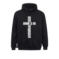 Sudadera Cristiana con Capucha Juan 3:16 Texto en Cruz