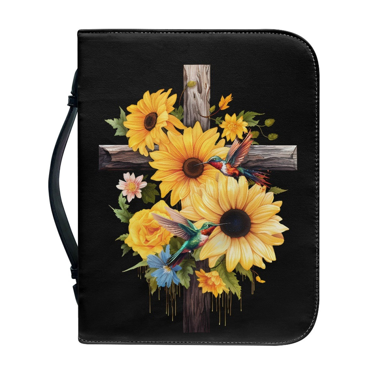 Funda de Protección para Biblia con Diseño de Cruz y Flores