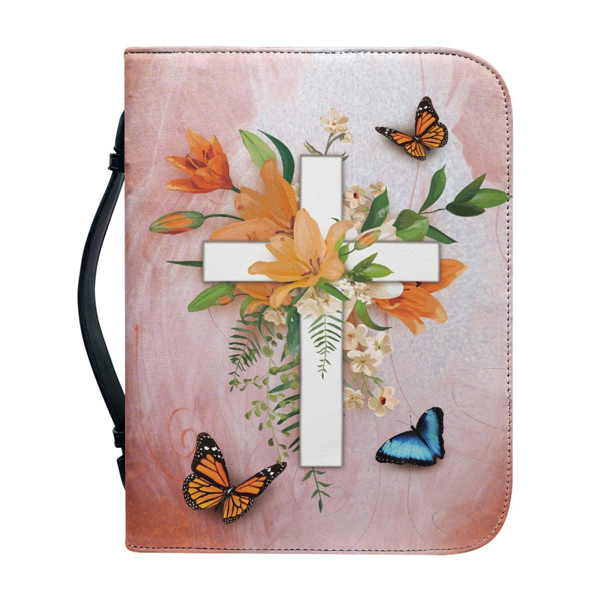 Funda de Protección para Biblia con Diseño de Cruz y Flores