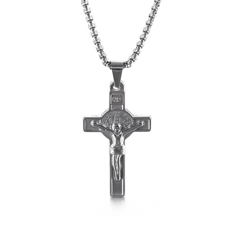 Collar de Cruz de Acero de Titanio para Hombre con Diseño de Amor Cristiano