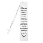 Marcapáginas de Acero Inoxidable con Versículo e Insignia de Cruz