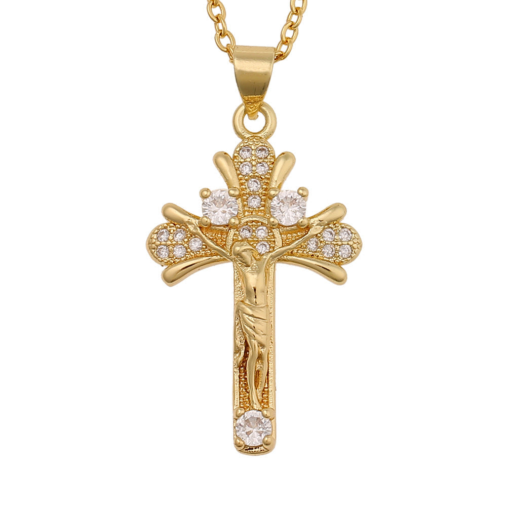 Collar de Cruz Retro con Personalidad en Cobre – Estilo Moderno y de Fe