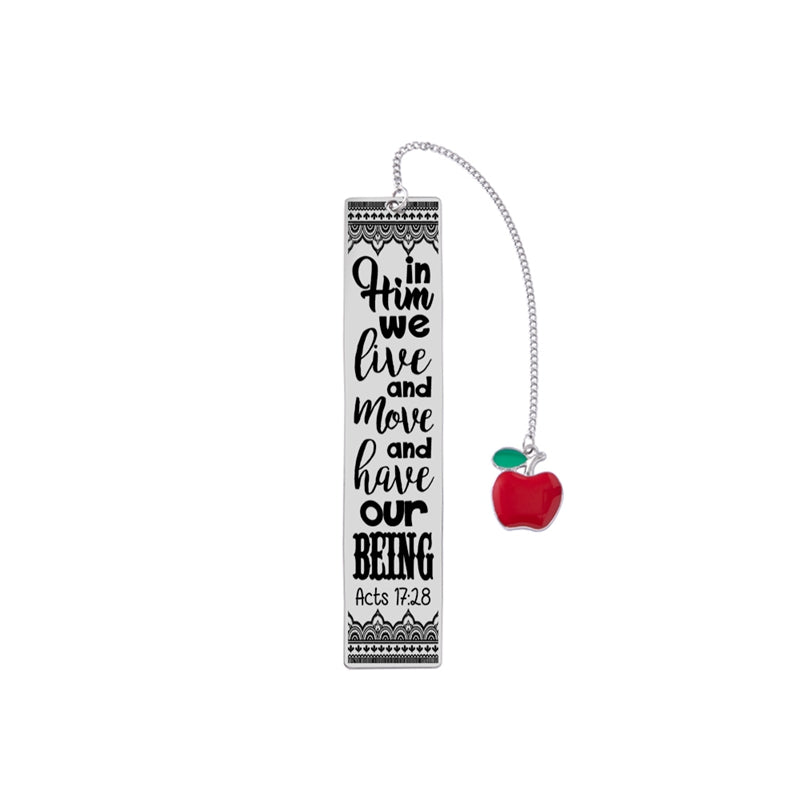 Marcador de Libros de Acero Inoxidable con versiculos cristianos