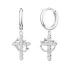 Pendientes de Cruz Coronada Giratoria para Mujer Cristiana