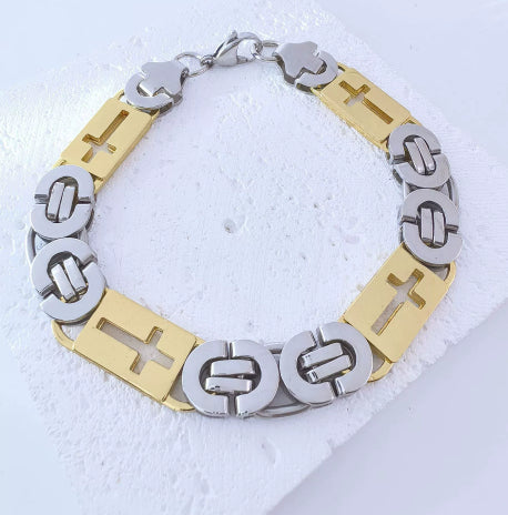 Brazalete de Eslabones "Fortaleza en Cristo"