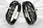 Brazalete de Cuero y Cruz de Acero "Cruz de Fe" - Personalizable