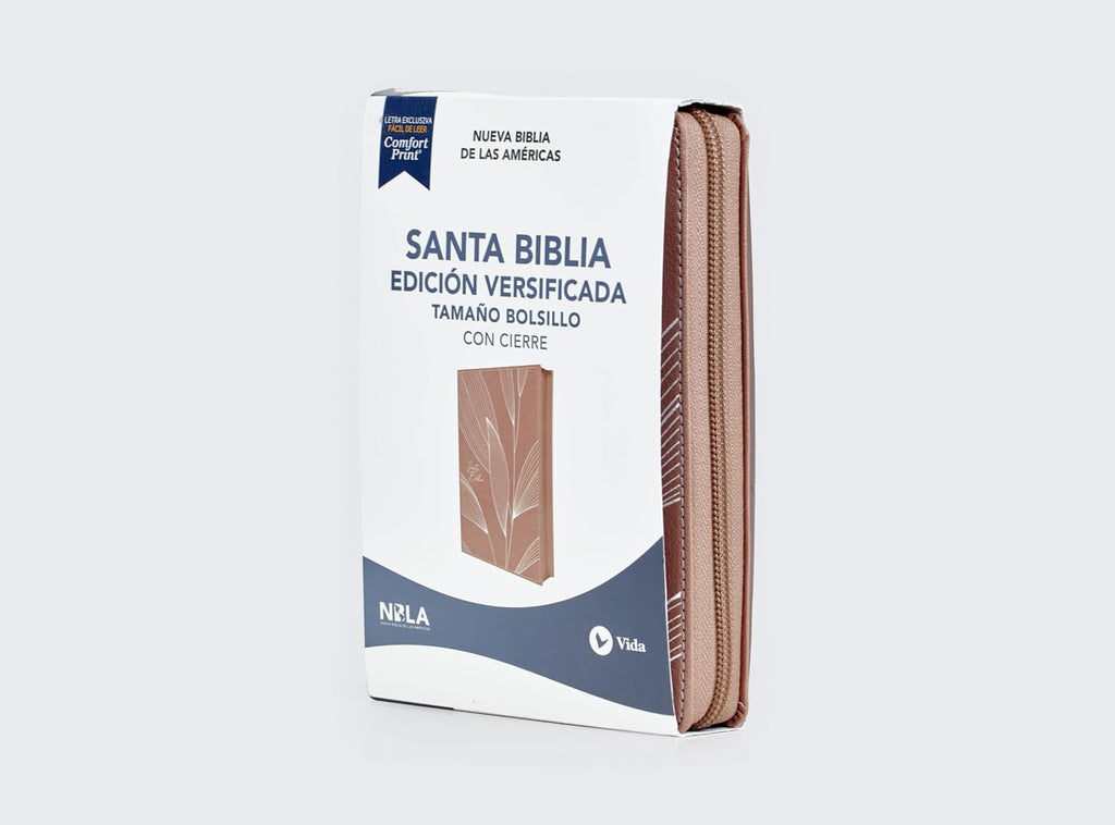 Biblia NBLA – Bolsillo, Edición Versificada, 2 Tonos Oro Rosa, Cremallera