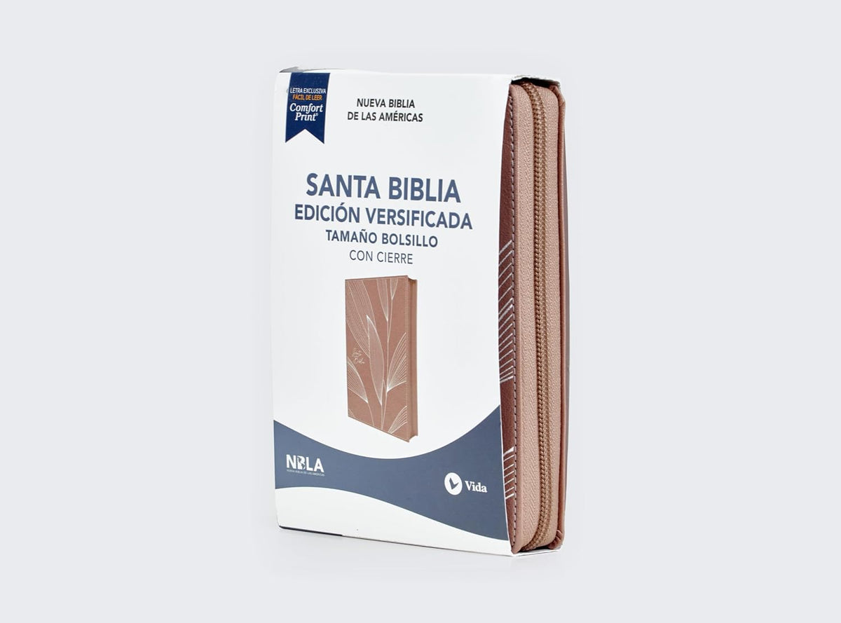 Biblia NBLA – Bolsillo, Edición Versificada, 2 Tonos Oro Rosa, Cremallera