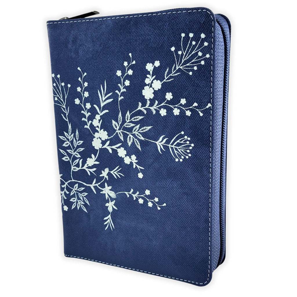 Biblia Reina-Valera 1960 – Compacta, Letra Grande, Azul Flores, Cremallera e Índice