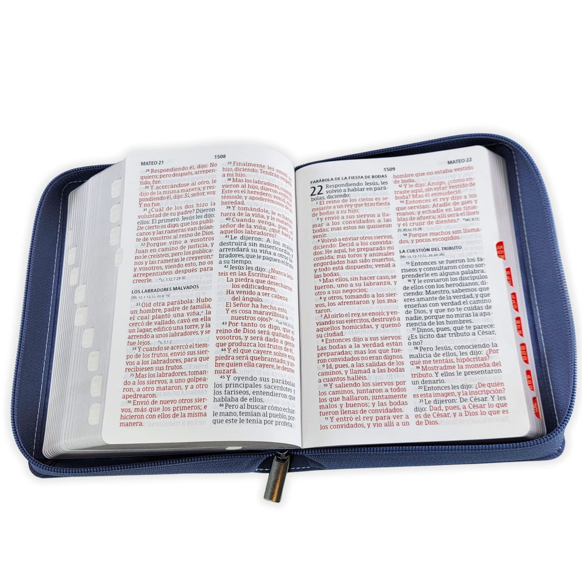 Biblia Reina-Valera 1960 – Compacta, Letra Grande, Azul Flores, Cremallera e Índice