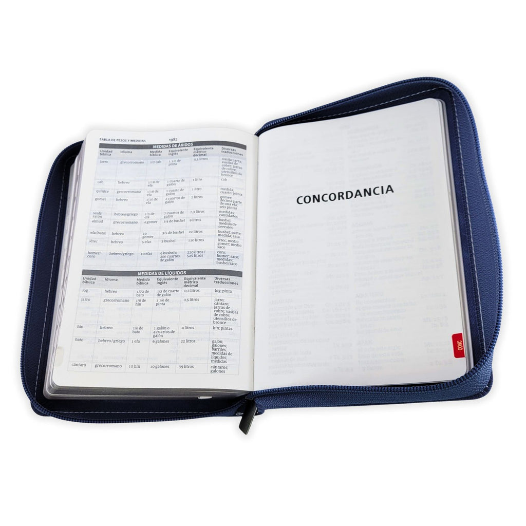 Biblia Reina-Valera 1960 – Compacta, Letra Grande, Azul Flores, Cremallera e Índice