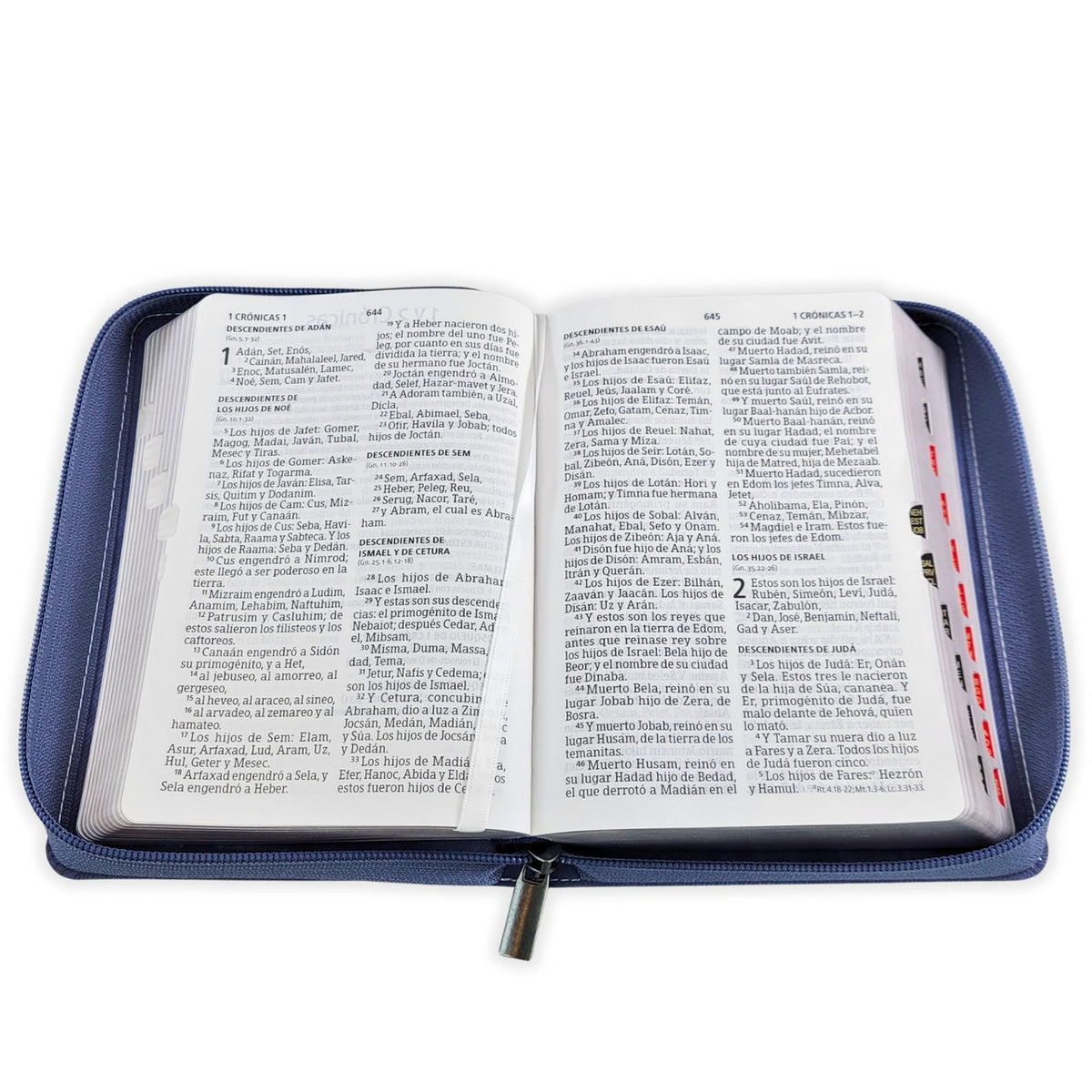 Biblia Reina-Valera 1960 – Compacta, Letra Grande, Azul Flores, Cremallera e Índice