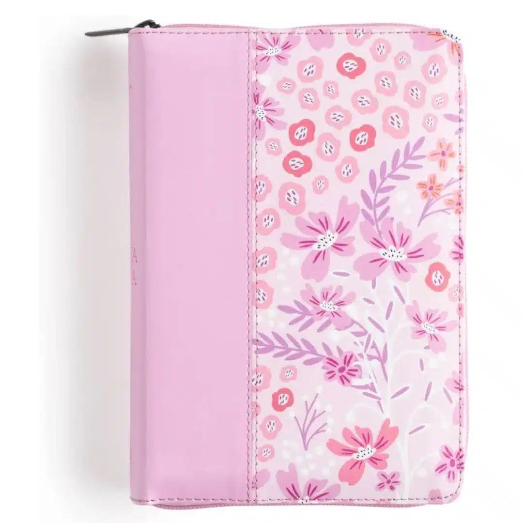 Biblia Reina-Valera 1960 – Letra Grande, Rosa Floral, Cremallera y Indice