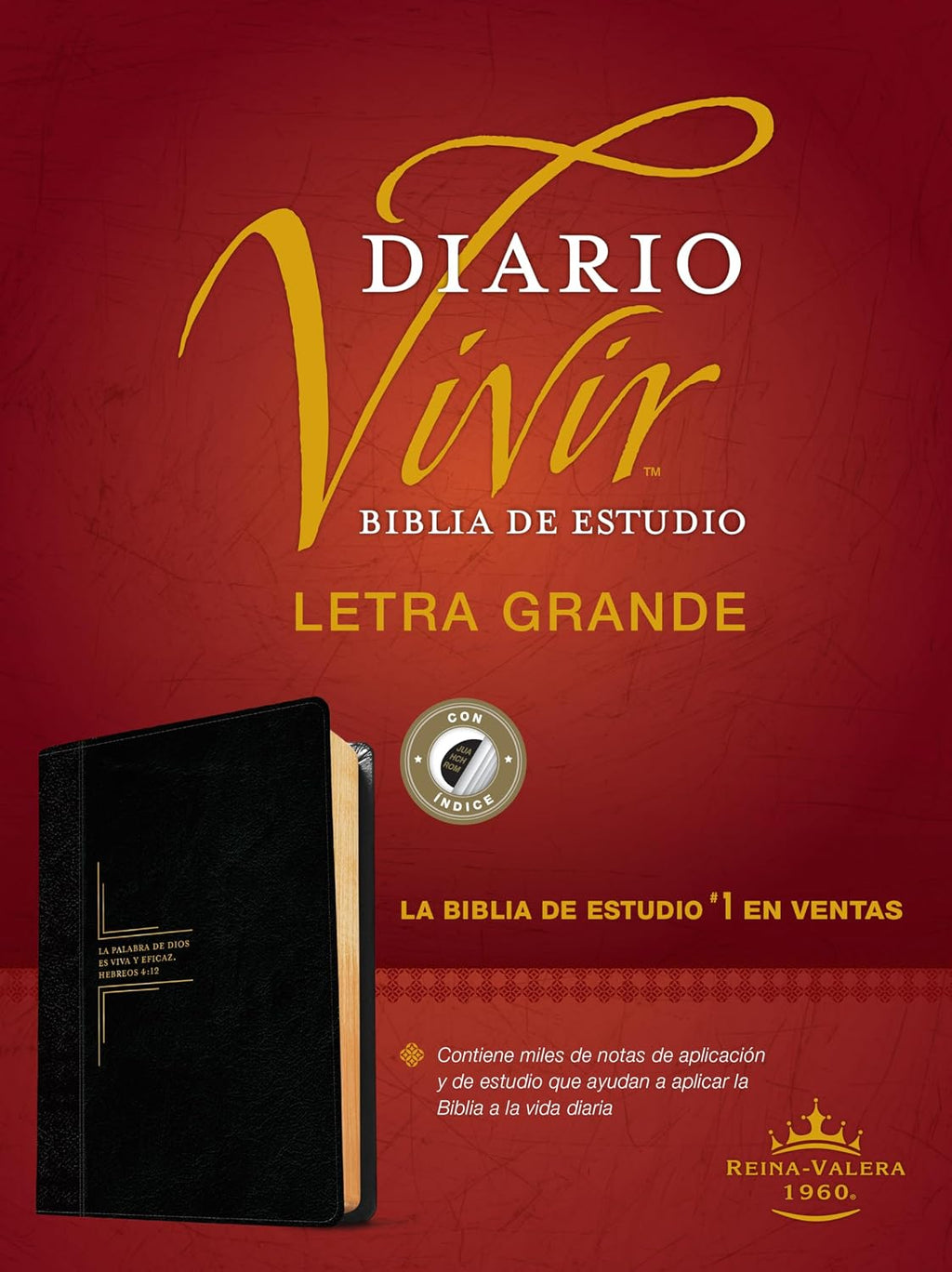 Biblia de Estudio del Diario Vivir RVR60 – Letra Grande, 2 Tonos Negro, con Índice