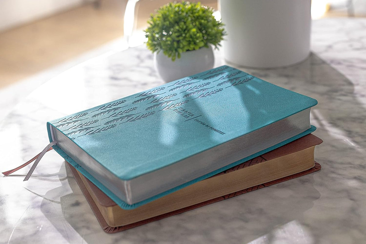 Biblia de Promesas RVR60 - NO Índice y NO Cremallera  - Grande, Letra Gigante 13 pt, Semipiel Turquesa 2 Tonos