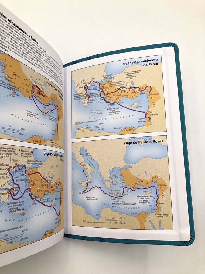 Biblia de Promesas RVR60 - NO Índice y NO Cremallera  - Grande, Letra Gigante 13 pt, Semipiel Turquesa 2 Tonos