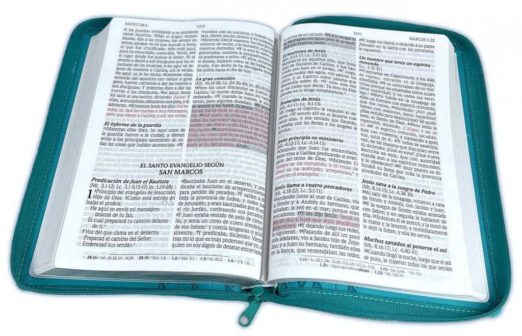 Biblia de Promesas RVR60 – CREMALLERA - Grande, Letra Gigante 13 pt, Semipiel Turquesa 2 Tonos