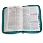 Biblia de Promesas RVR60 – CREMALLERA e INDICE - Grande, Letra Gigante 13 pt, Semipiel Turquesa 2 Tonos