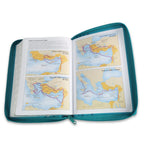 Biblia de Promesas RVR60 – CREMALLERA e INDICE - Grande, Letra Gigante 13 pt, Semipiel Turquesa 2 Tonos