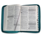 Biblia de Promesas RVR60 – CREMALLERA e INDICE - Grande, Letra Gigante 13 pt, Semipiel Turquesa 2 Tonos
