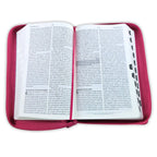 Biblia de Promesas RVR60 – Manual, Letra Grande, 2 tonos, Fucsia, Cremallera e Índice