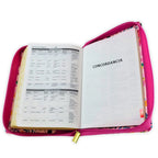 Biblia Reina-Valera 1960 – Compacta, Letra Grande, Fucsia Floral, Cremallera e Índice
