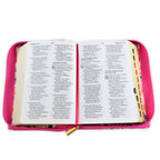 Biblia Reina-Valera 1960 – Compacta, Letra Grande, Fucsia Floral, Cremallera e Índice