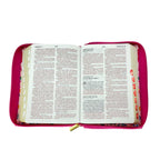 Biblia Reina-Valera 1960 – Compacta, Letra Grande, Fucsia Floral, Cremallera e Índice