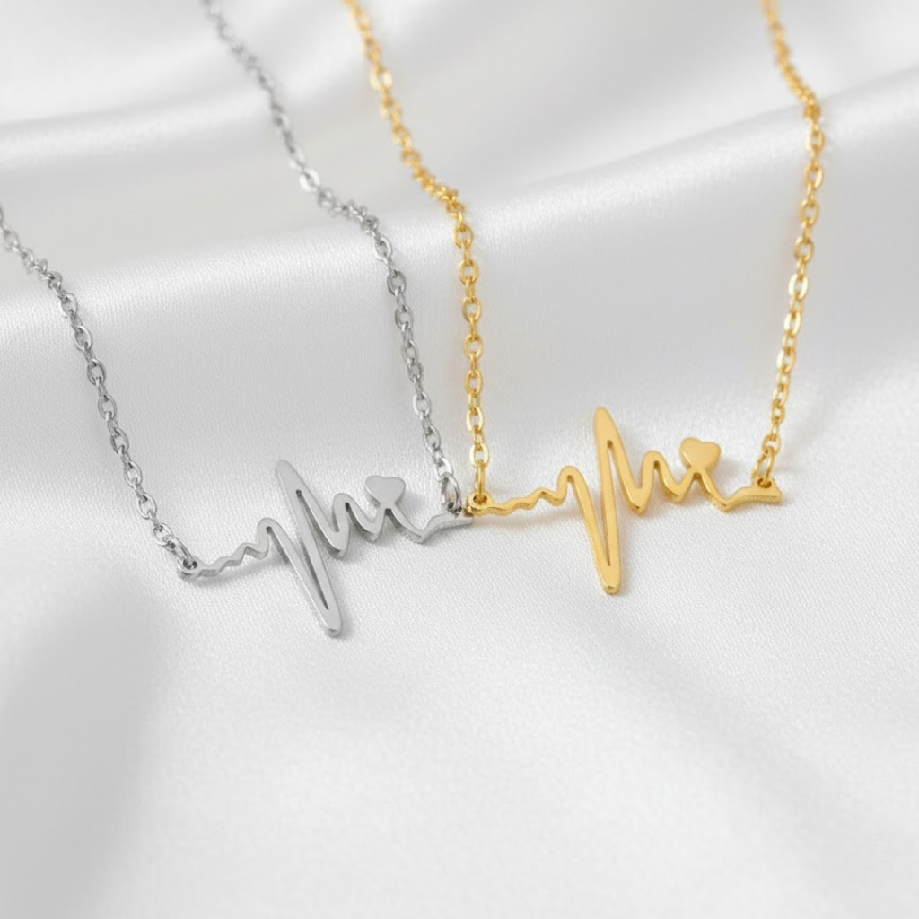 Collar de latido del corazón para parejas cristianas en acero de titanio