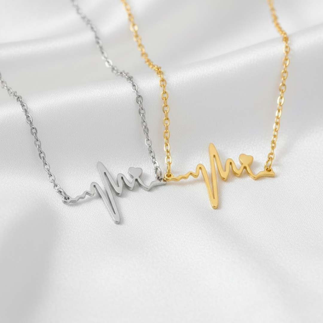 Collar de latido del corazón para parejas cristianas en acero de titanio
