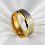 Anillo de acero inoxidable con nombre de Jesús y símbolo de cruz para hombre y mujer