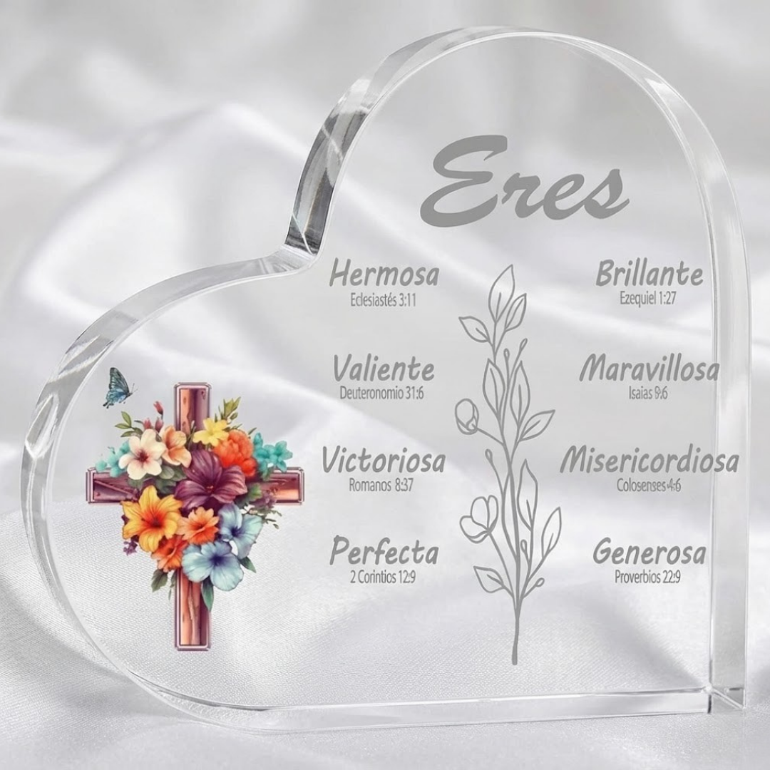 Placa de Metacrilato Corazón con Versículos Bíblicos para Mujer - Regalo Cristiano Inspirador | Scripture Gifts