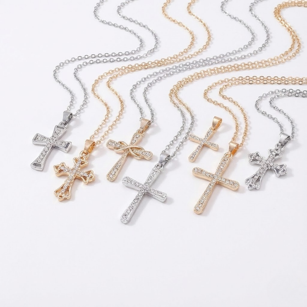 Collar de Cruz con Cristales para Mujer