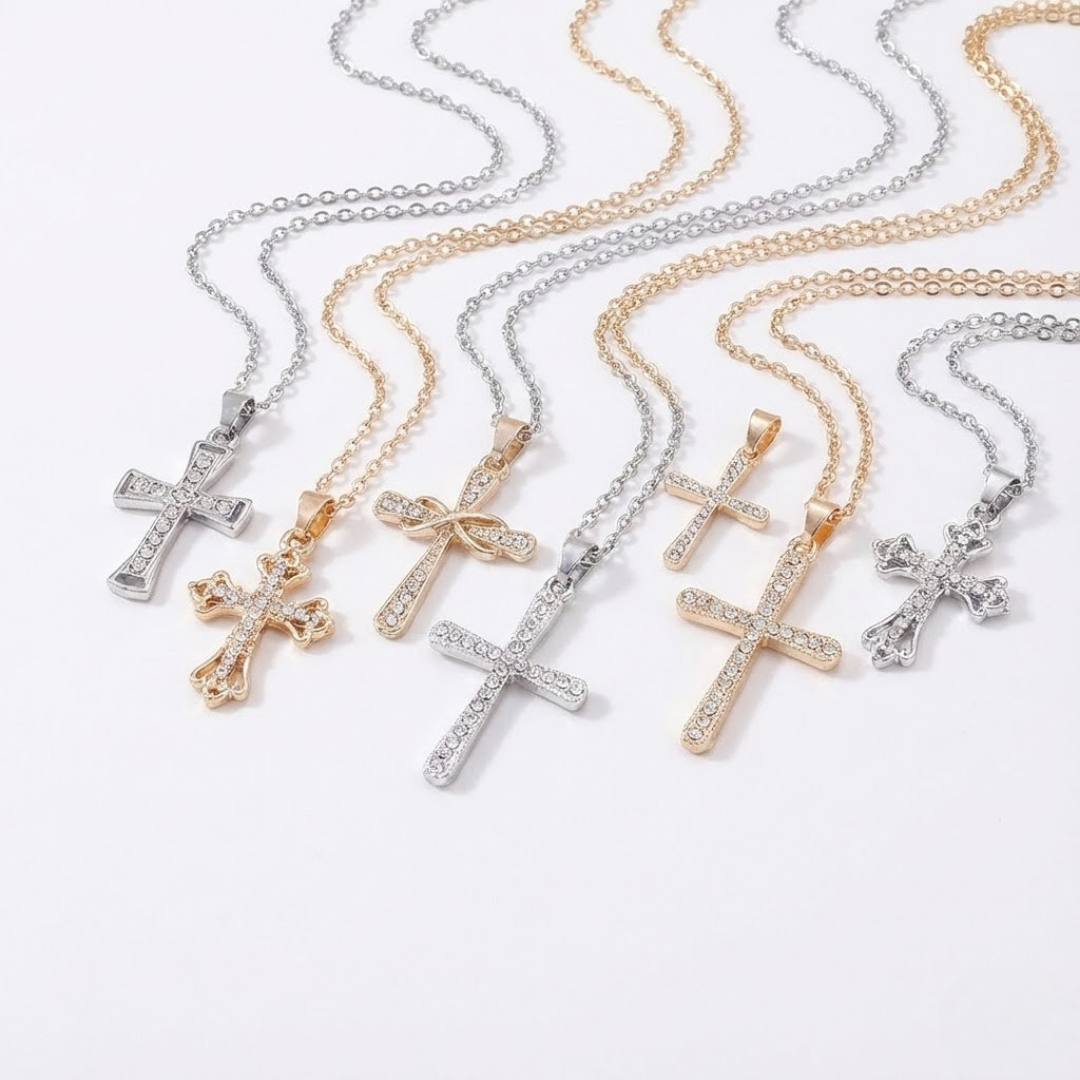 Collar de Cruz con Cristales para Mujer