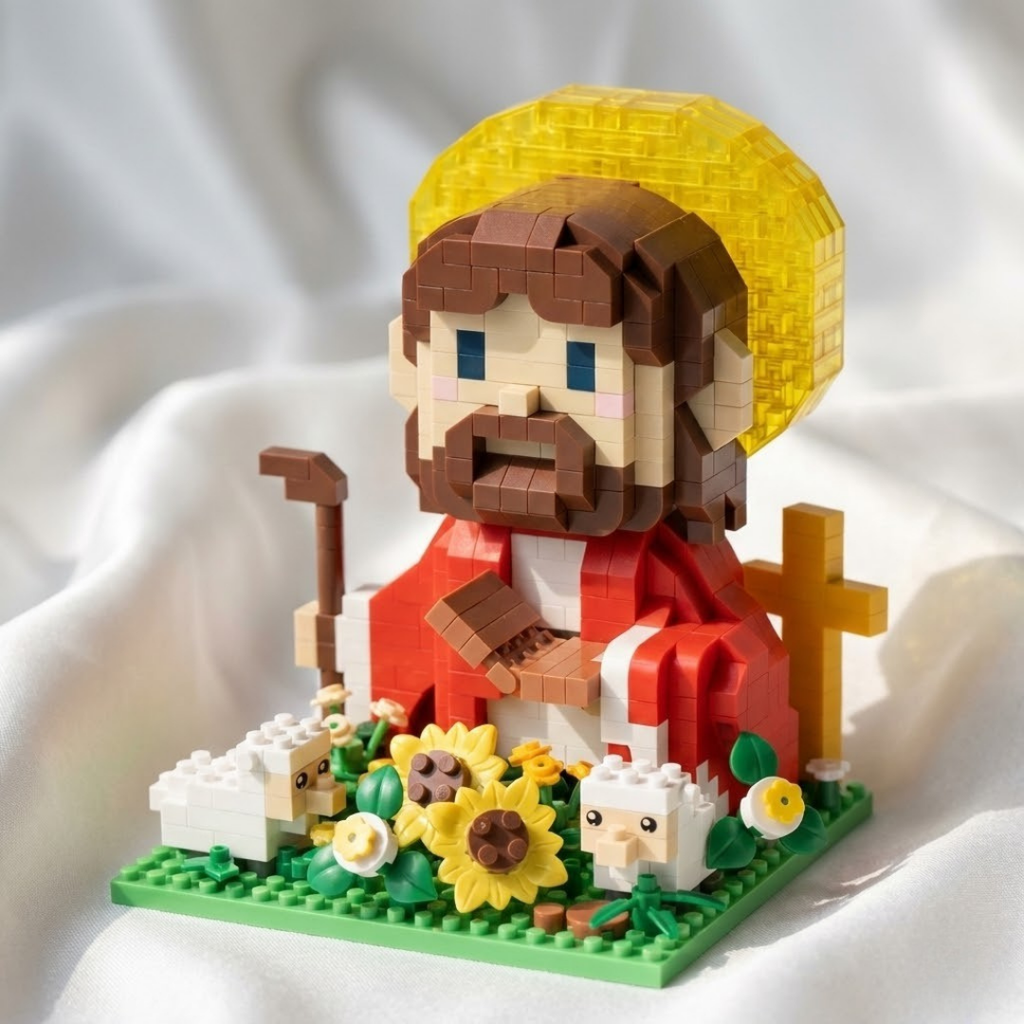 Set de Construcción Figura de Jesús con Luces LED y Ovejas