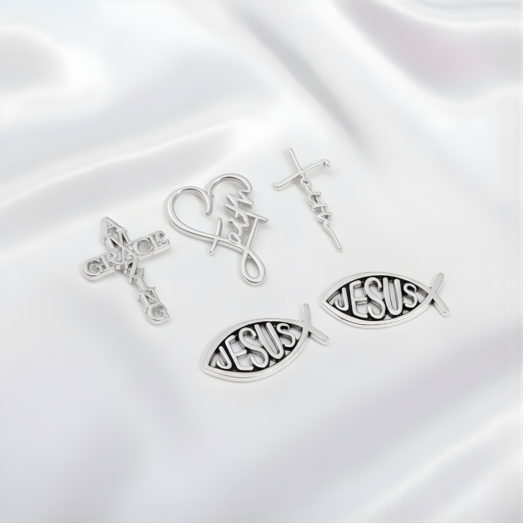 Colección de Pins Metálicos con Símbolos Cristianos de Fe