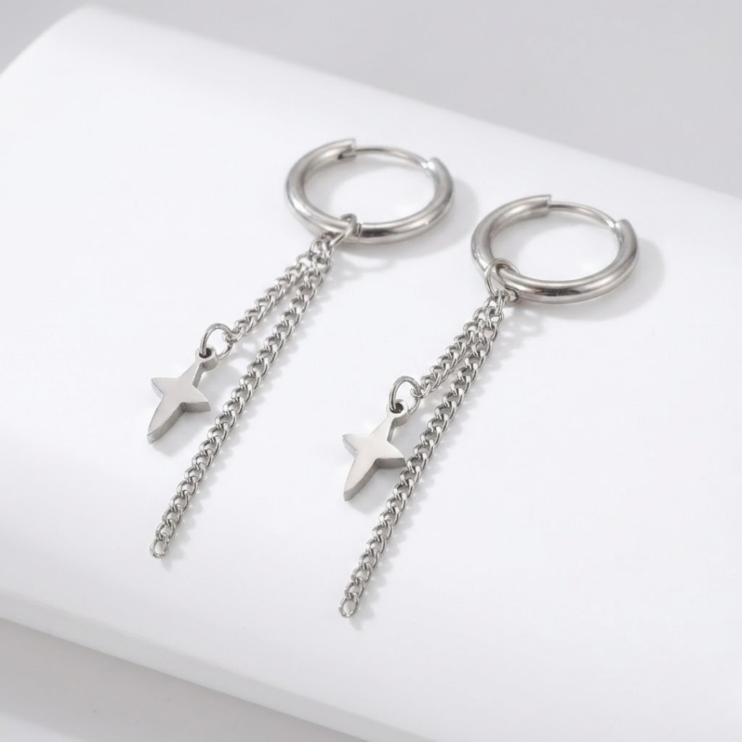 Pendientes en acero inoxidable con diseño en forma de cruz