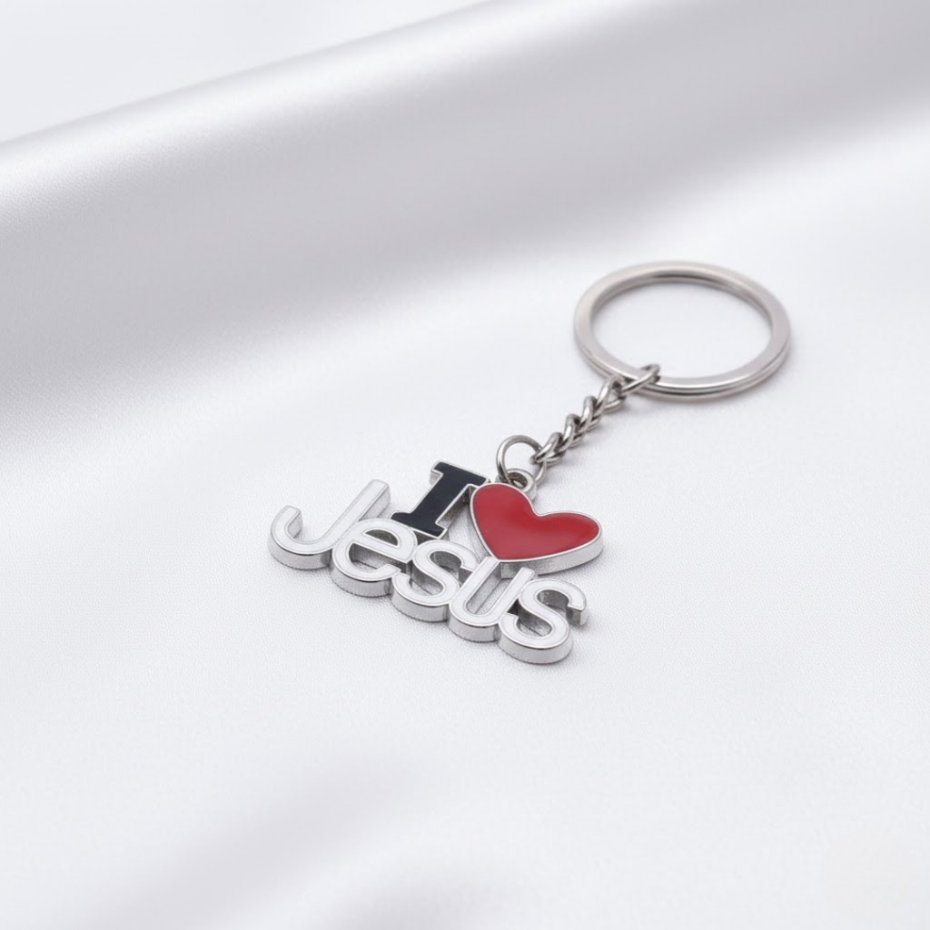 Llavero Cristiano de Metal I Love Jesus