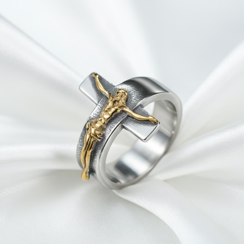 Anillo de Cruz de Jesús Estilo Crucifijo