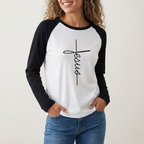 Camiseta Cristiana  para Mujer – Diseño "Jesus" en Cruz