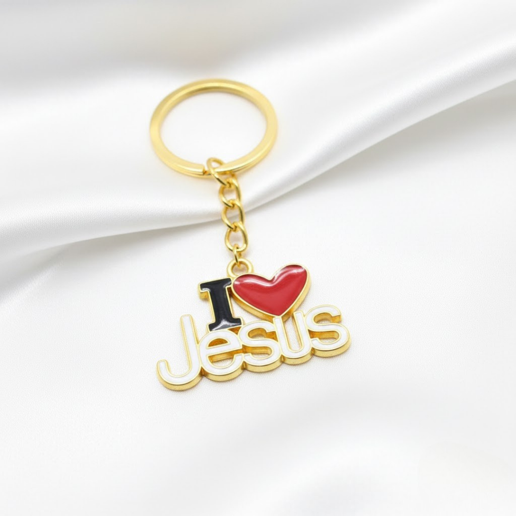 Llavero Cristiano de Metal I Love Jesus