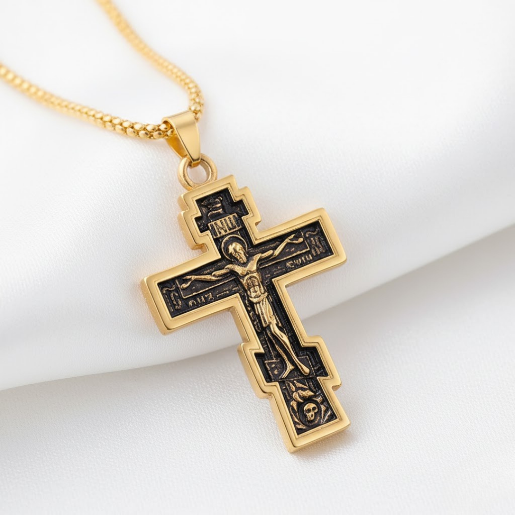 Collar con Colgante de Cruz de Jesús Estilo Cristiano