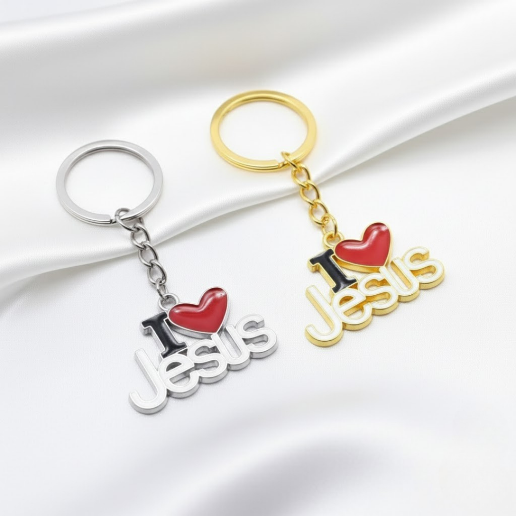 Llavero Cristiano de Metal I Love Jesus