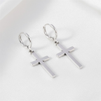 Pendientes de Cruz Plateados Estilo Cristiano