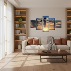 Cuadro Cristiano Jesucristo en la Cruz Paisaje Atardecer