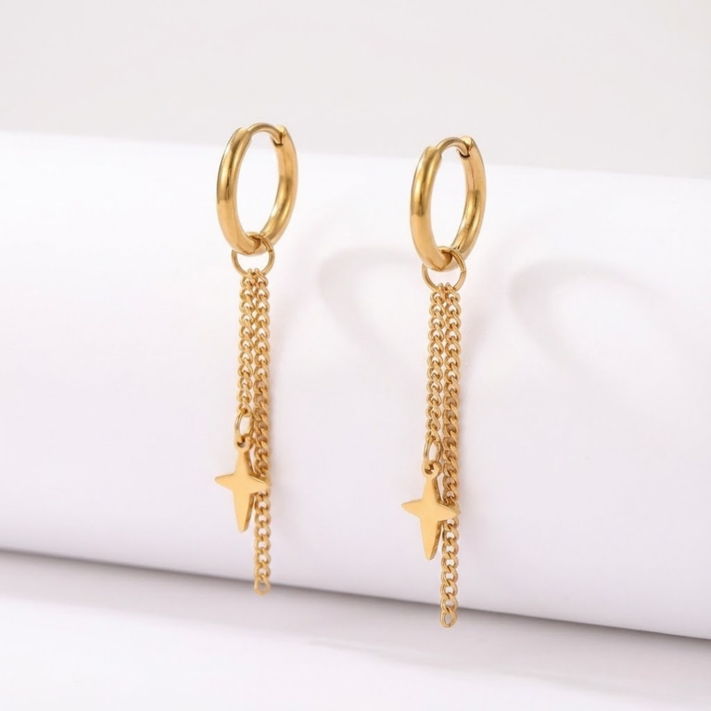 Pendientes en acero inoxidable con diseño en forma de cruz