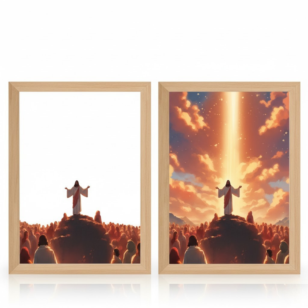 Gr 1 -Cuadro Decorativo LED Cristiano con Cruz – Iluminación Ambiental