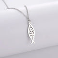 Collar Doble Capa Pez Ichthys Griego Acero Inoxidable para Mujer